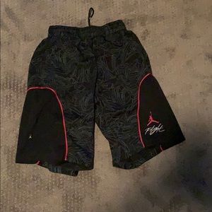 Jordan shorts with shoe outlines in gray